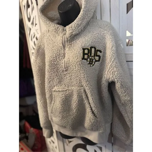 Boston Bruins WEAR by Erin Andrews Women's Sherpa Quarter-Zip Hoodie - Cream xl