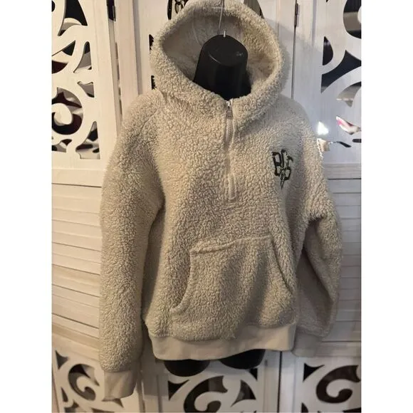 Boston Bruins WEAR by Erin Andrews Women's Sherpa Quarter-Zip Hoodie - Cream xl