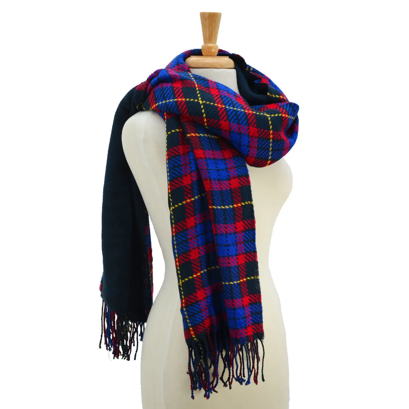 Britney Plaid Reversible Scarf with Trim