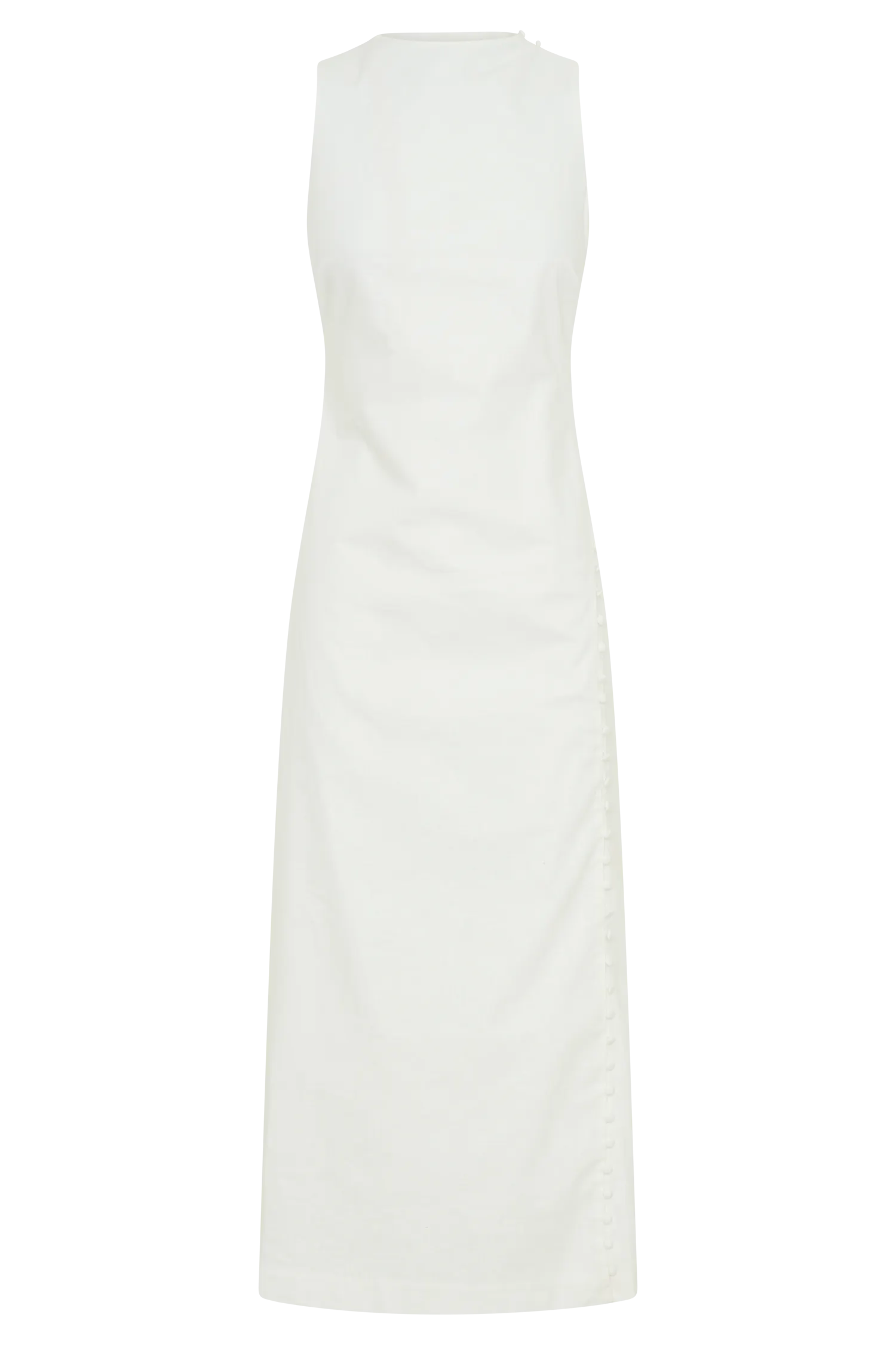 Bronte Linen Button Midi Dress - White