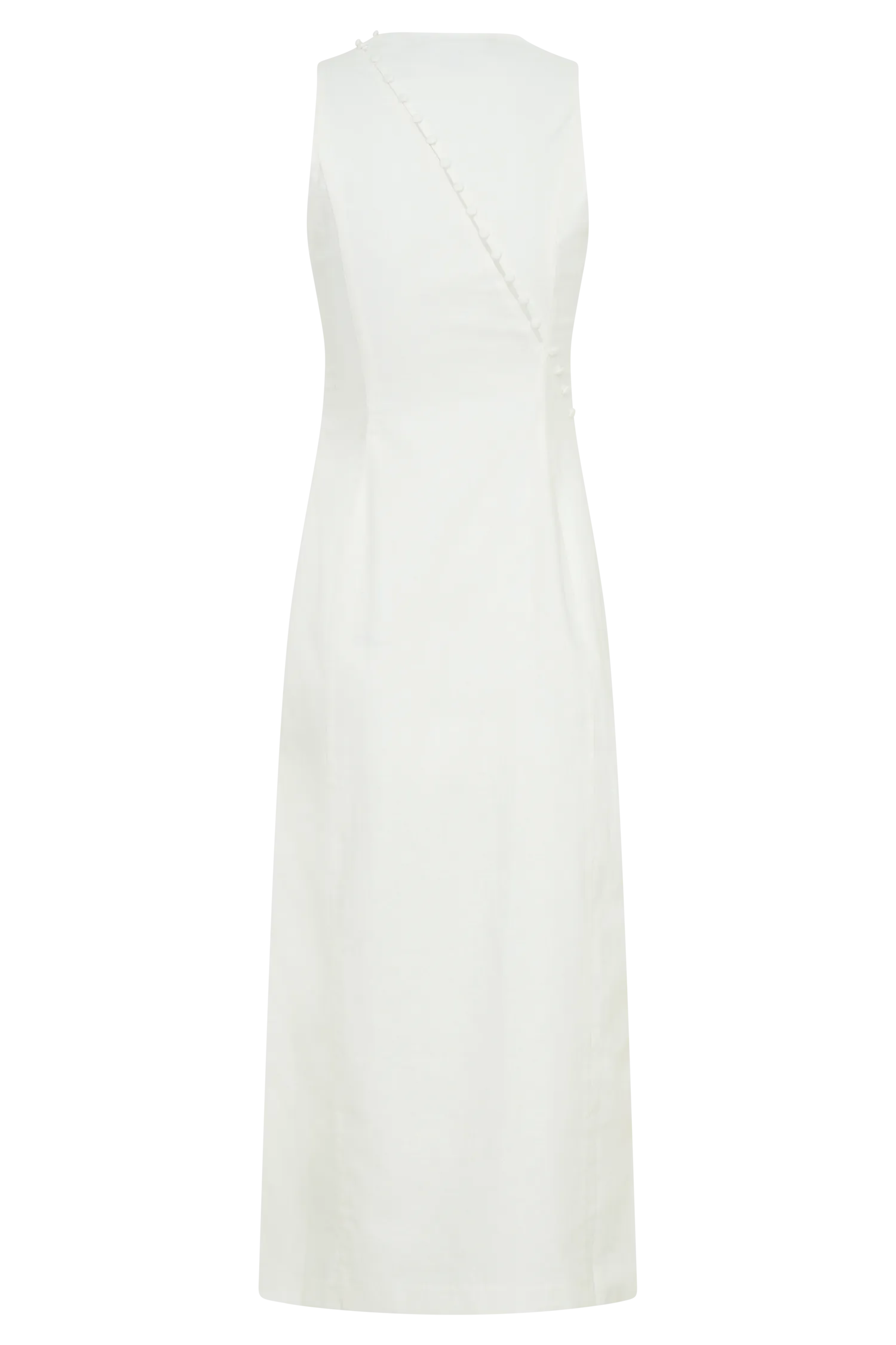 Bronte Linen Button Midi Dress - White