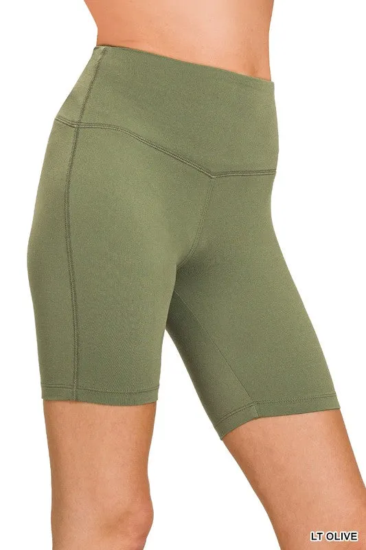 BRUSHED WIDE WAISTBAND BIKER SHORTS