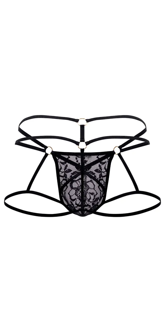 Candyman 99671 Lace Jock Thongs Black