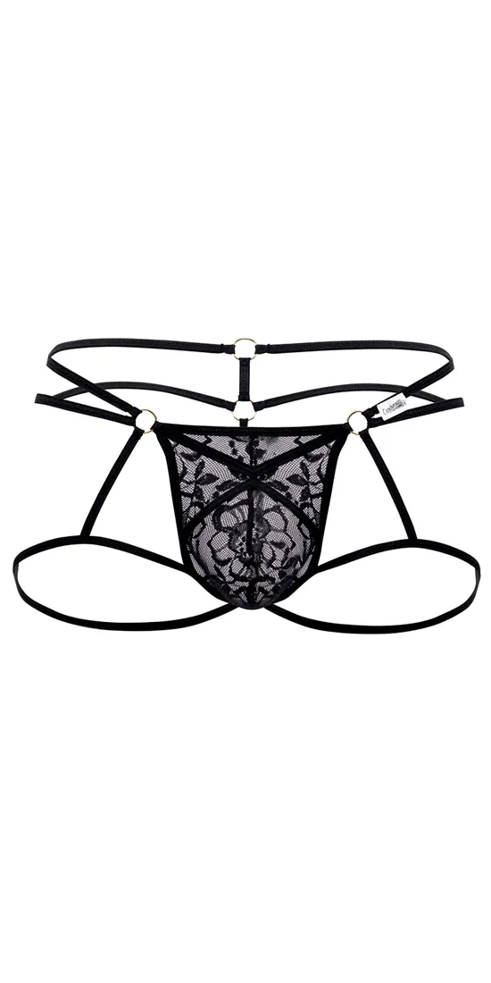 Candyman 99671 Lace Jock Thongs Black