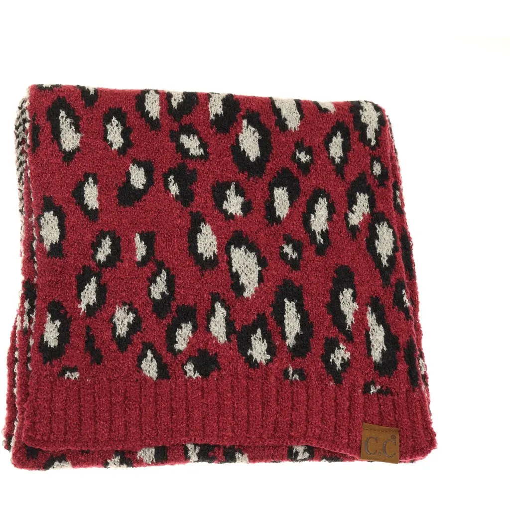 C.C. Beanie Leopard Boucle Knit Scarf