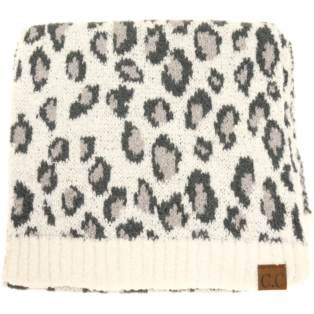 C.C. Beanie Leopard Boucle Knit Scarf
