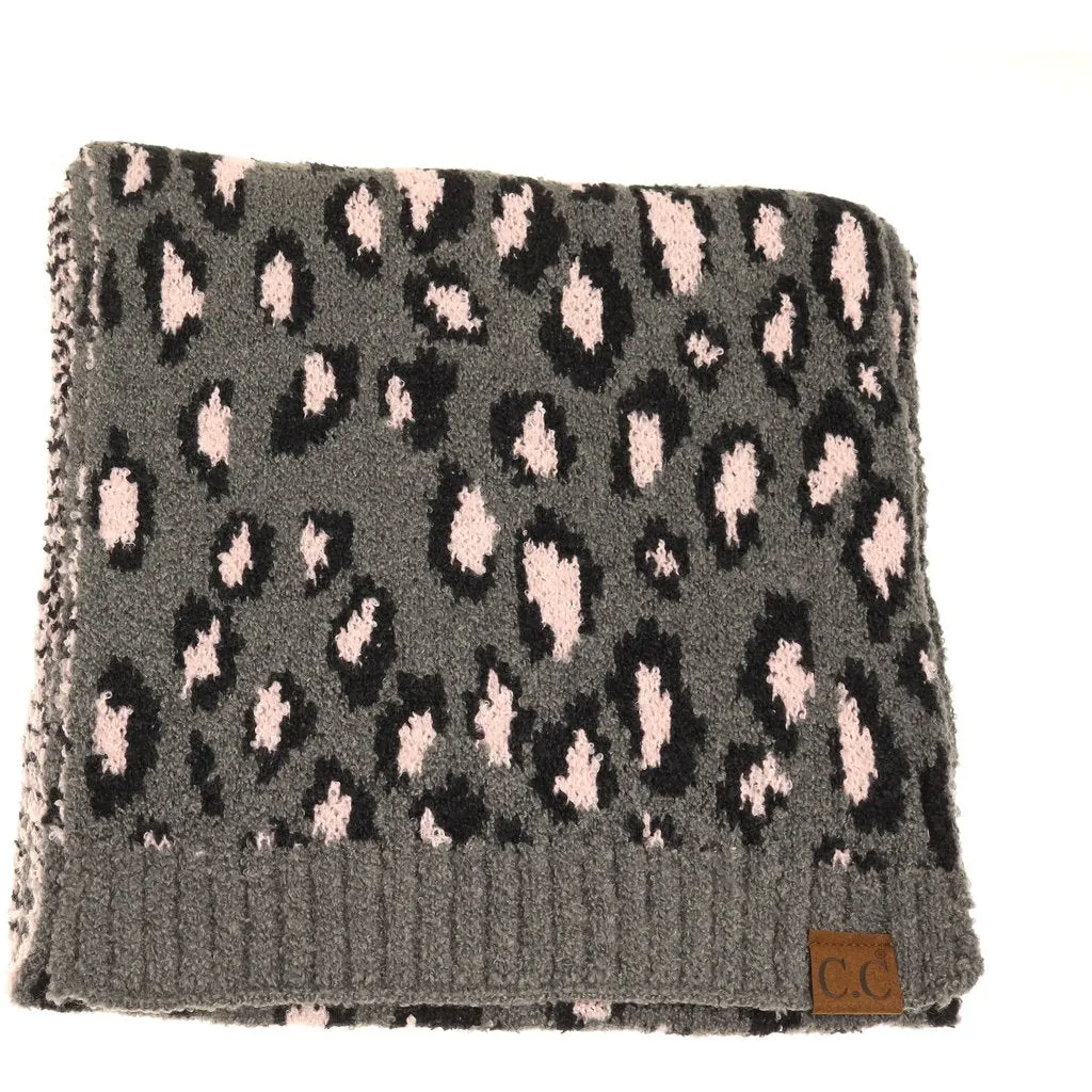 C.C. Beanie Leopard Boucle Knit Scarf