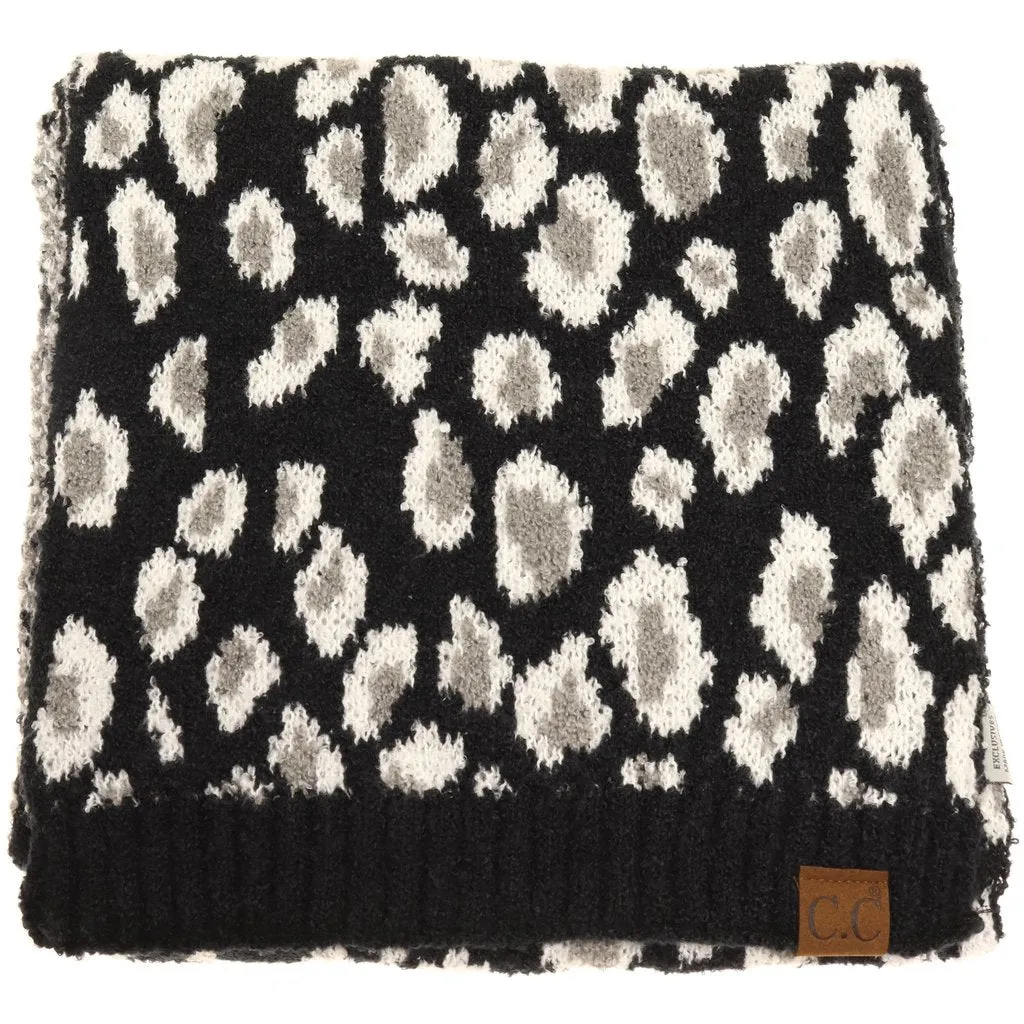 C.C. Beanie Leopard Boucle Knit Scarf