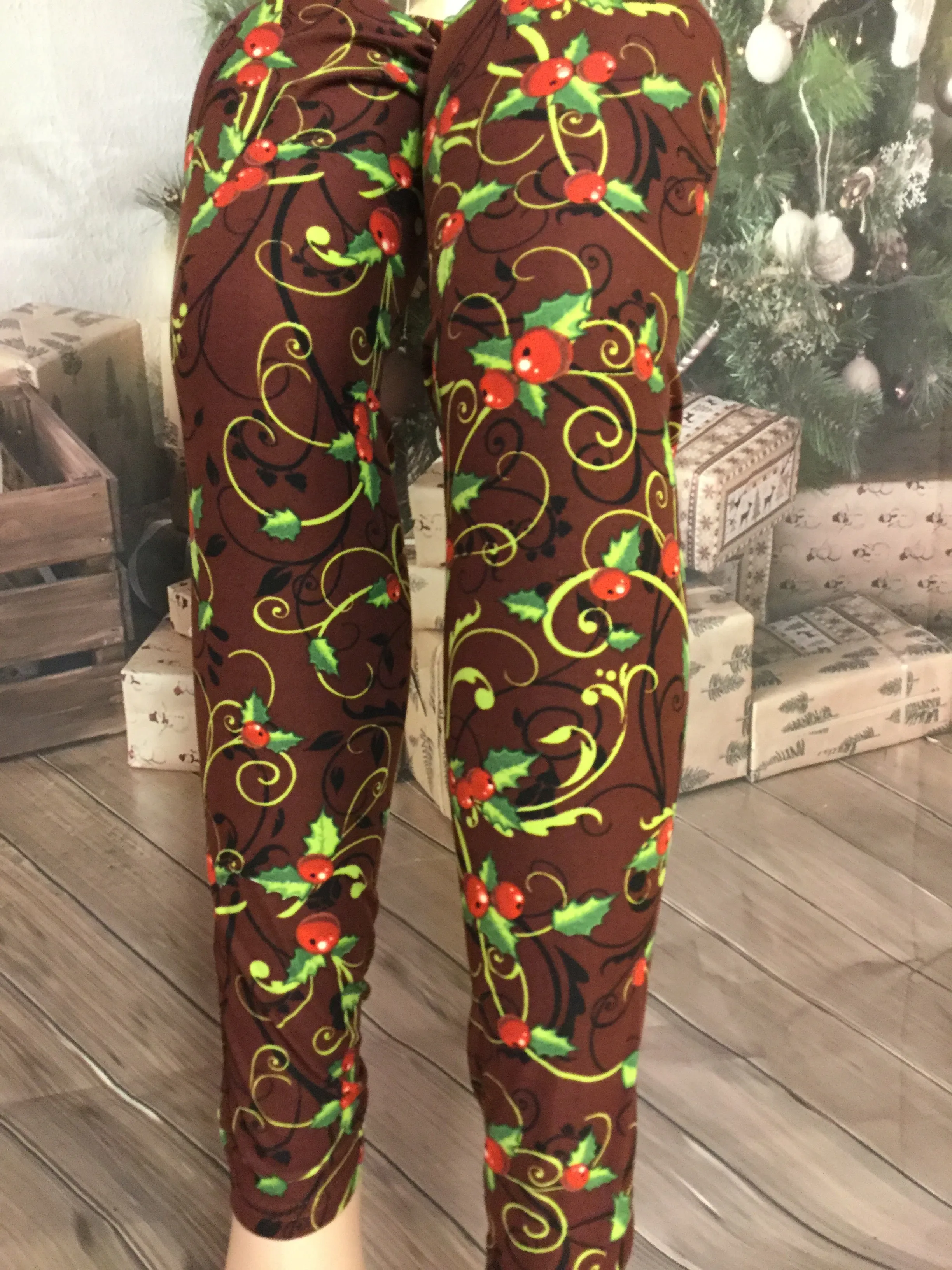 Christmas 1X3X Leggings "Christmas Holly"
