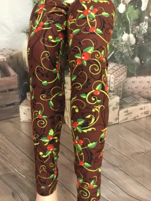 Christmas 1X3X Leggings "Christmas Holly"