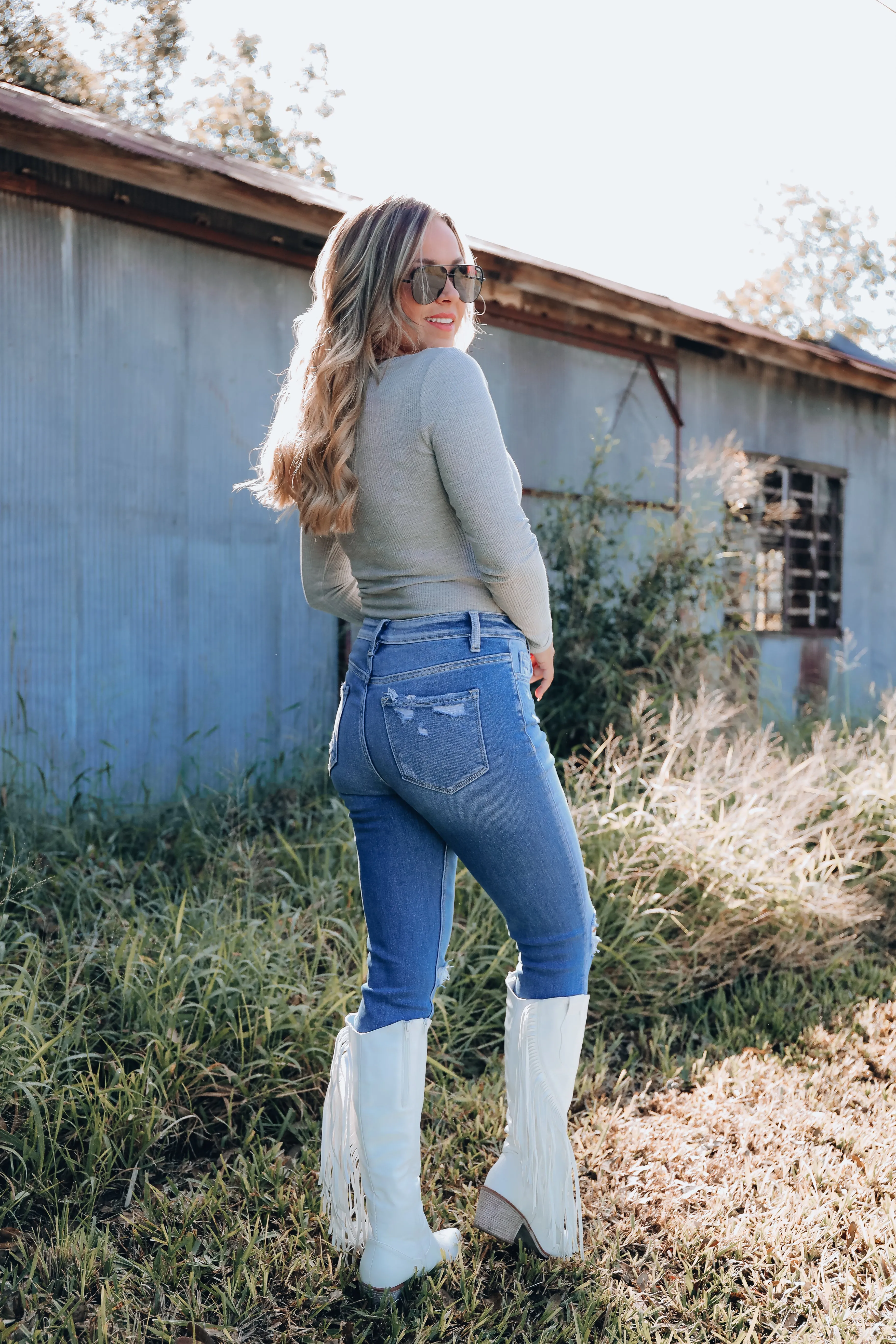 Closet Staple Ribbed Bodysuit - Heather Grey