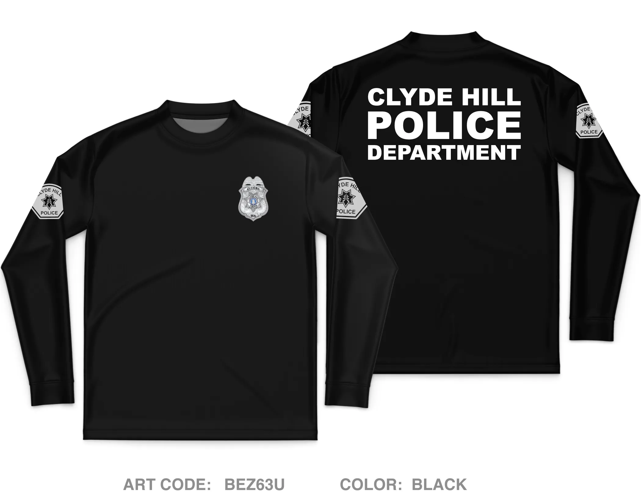 Clyde Hill Police Department Store 1 Core Men's LS Performance Tee - BEZ63U