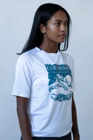 Colorado Sky Above. Earth Below. Peace Within Unisex Performance Tee White