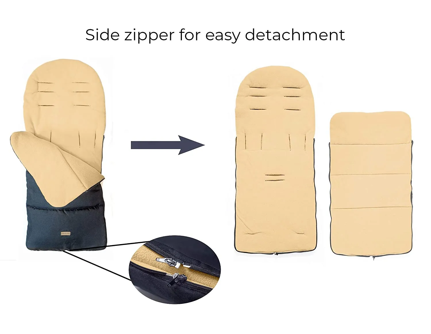 CrocnFrog Baby Stroller Bunting Blanket | Toddler Universal Footmuff Sleeping Bag with Adjustable Side Zips | Beige