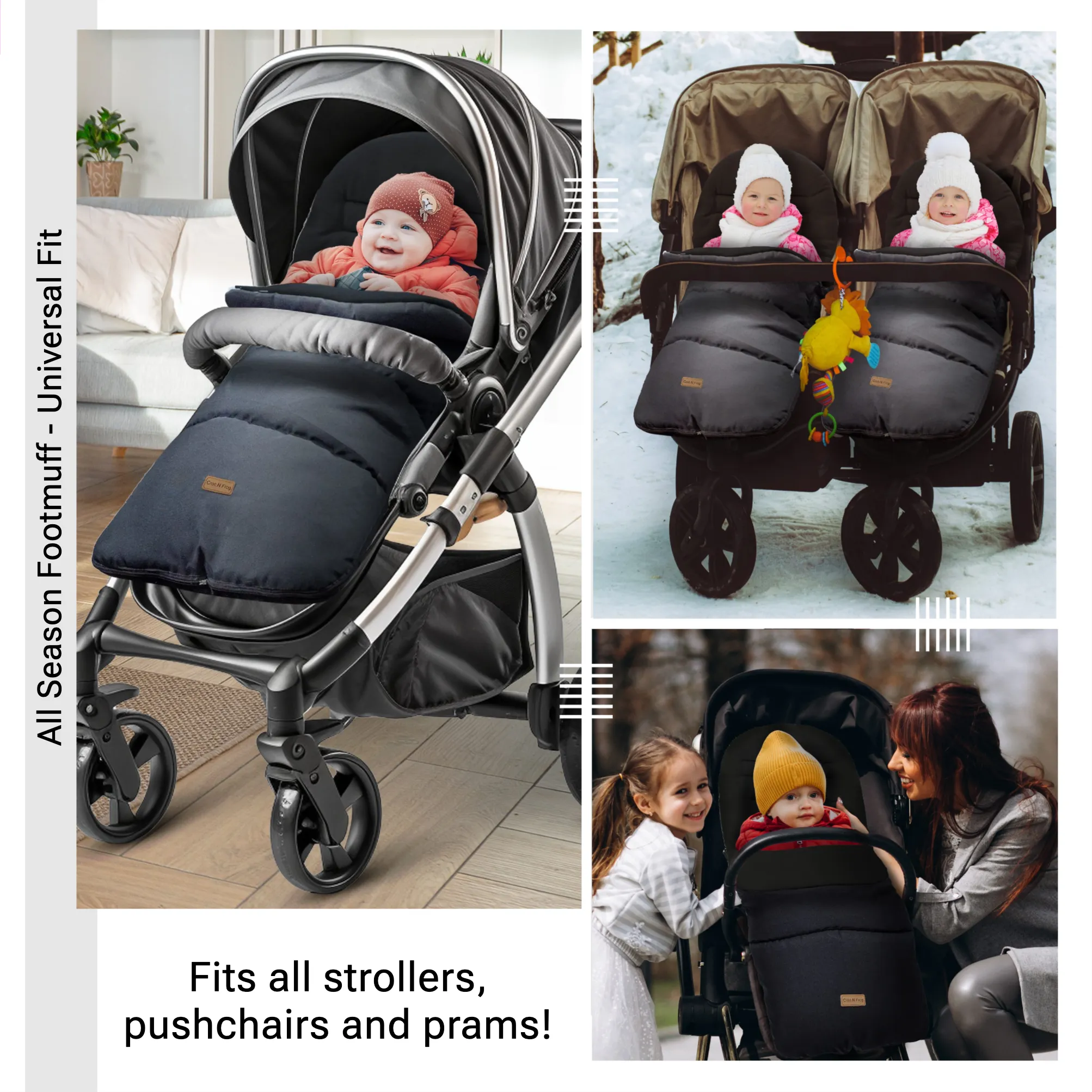 CrocnFrog Baby Stroller Bunting Blanket | Toddler Universal Footmuff Sleeping Bag with Adjustable Side Zips | Beige