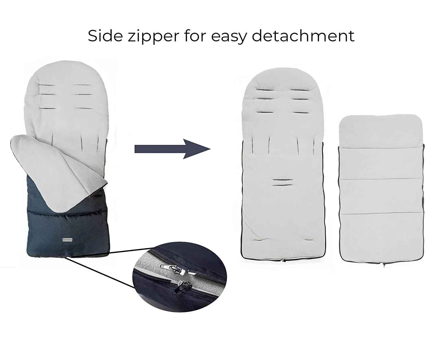 CrocnFrog Baby Stroller Bunting Blanket | Toddler Universal Footmuff Sleeping Bag with Adjustable Side Zips | Light Grey