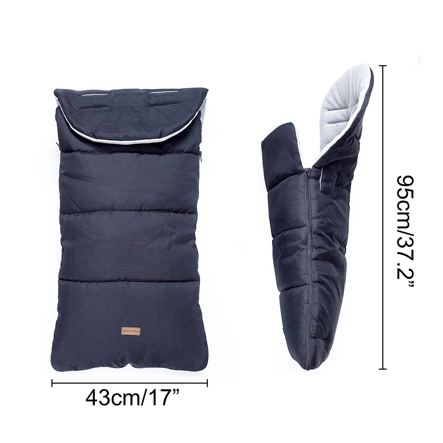 CrocnFrog Baby Stroller Bunting Blanket | Toddler Universal Footmuff Sleeping Bag with Adjustable Side Zips | Light Grey