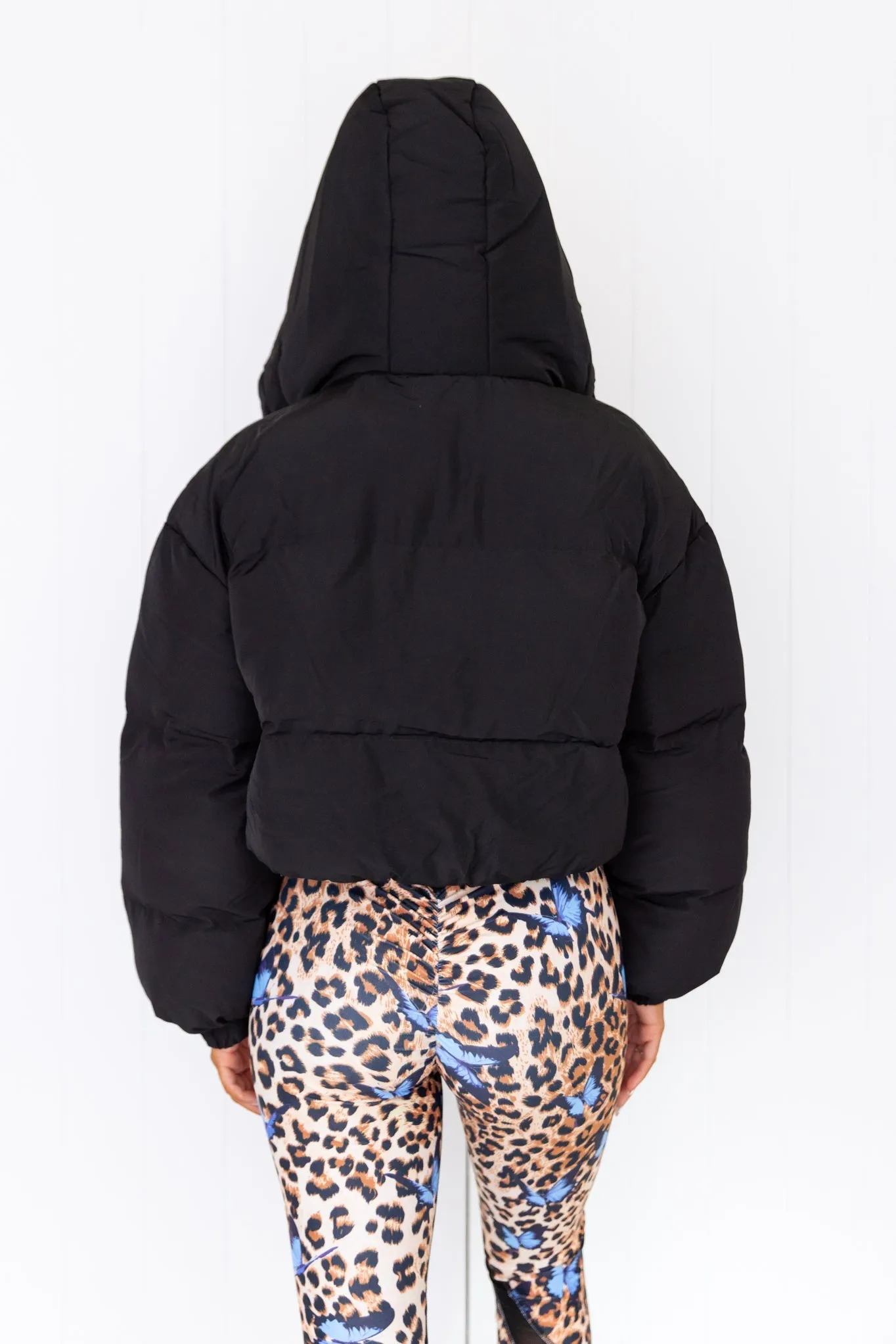Cropped Puffer Jacket - Black