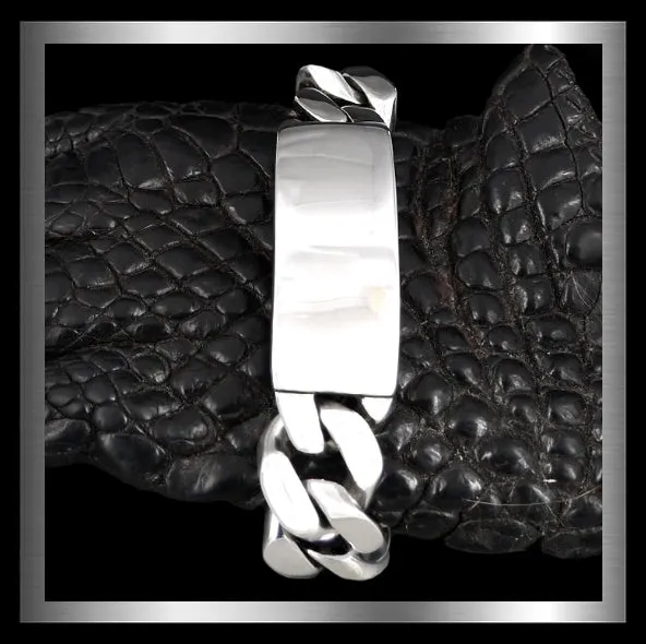 Cuban Curb Link Sterling Silver Biker Bracelet 160 Grams
