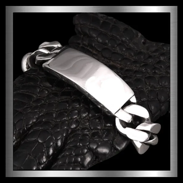 Cuban Curb Link Sterling Silver Biker Bracelet 160 Grams