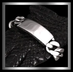Cuban Curb Link Sterling Silver Biker Bracelet 160 Grams