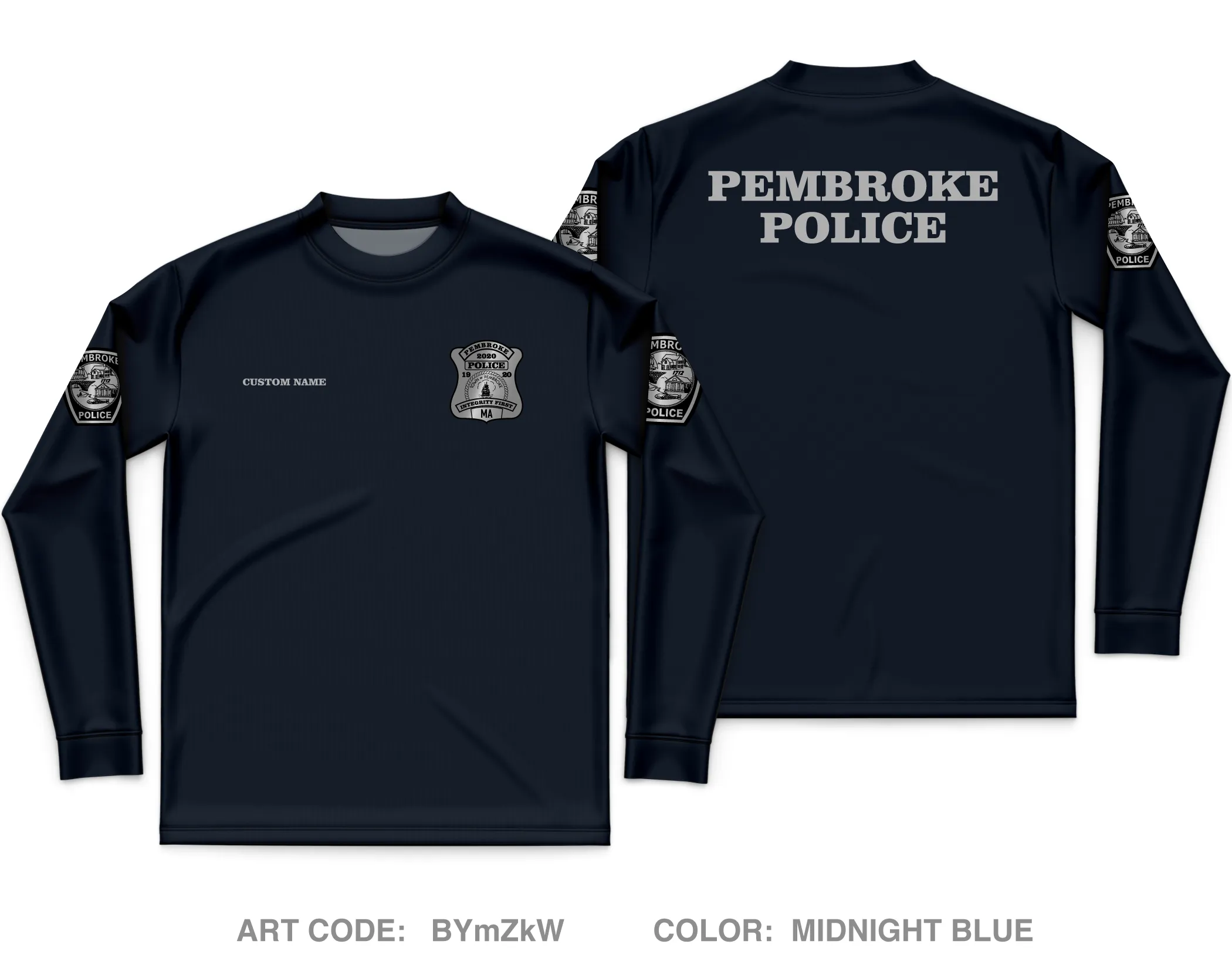 CUSTOM Pembroke Police Department Core Men's LS Performance Tee - BYmZkW