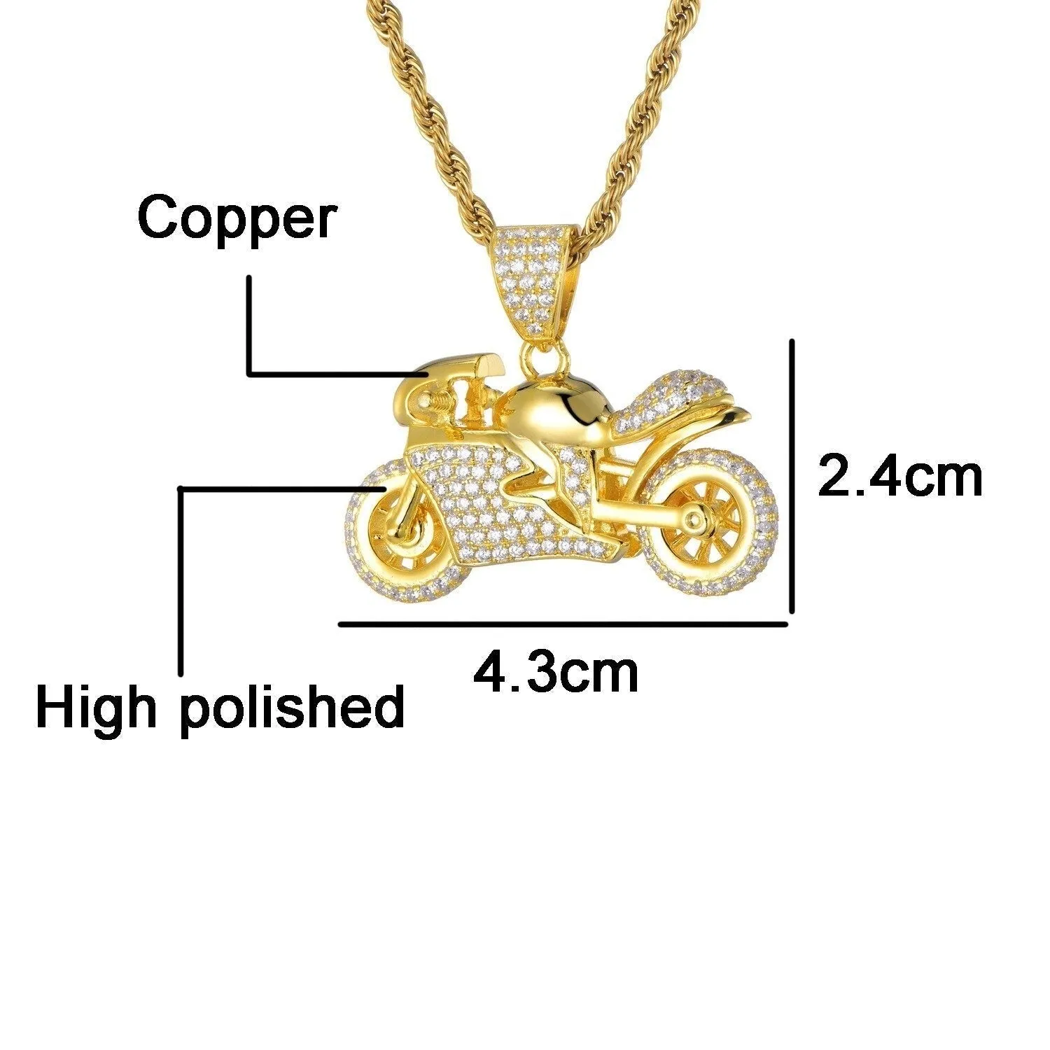 Cycolinks Hip Hop Copper Motorbike Necklace