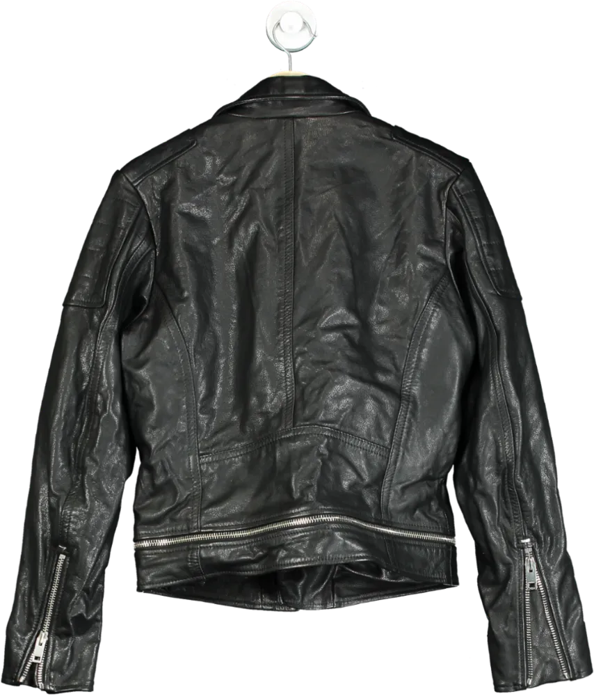 Diesel Black Leather Biker Jacket UK M