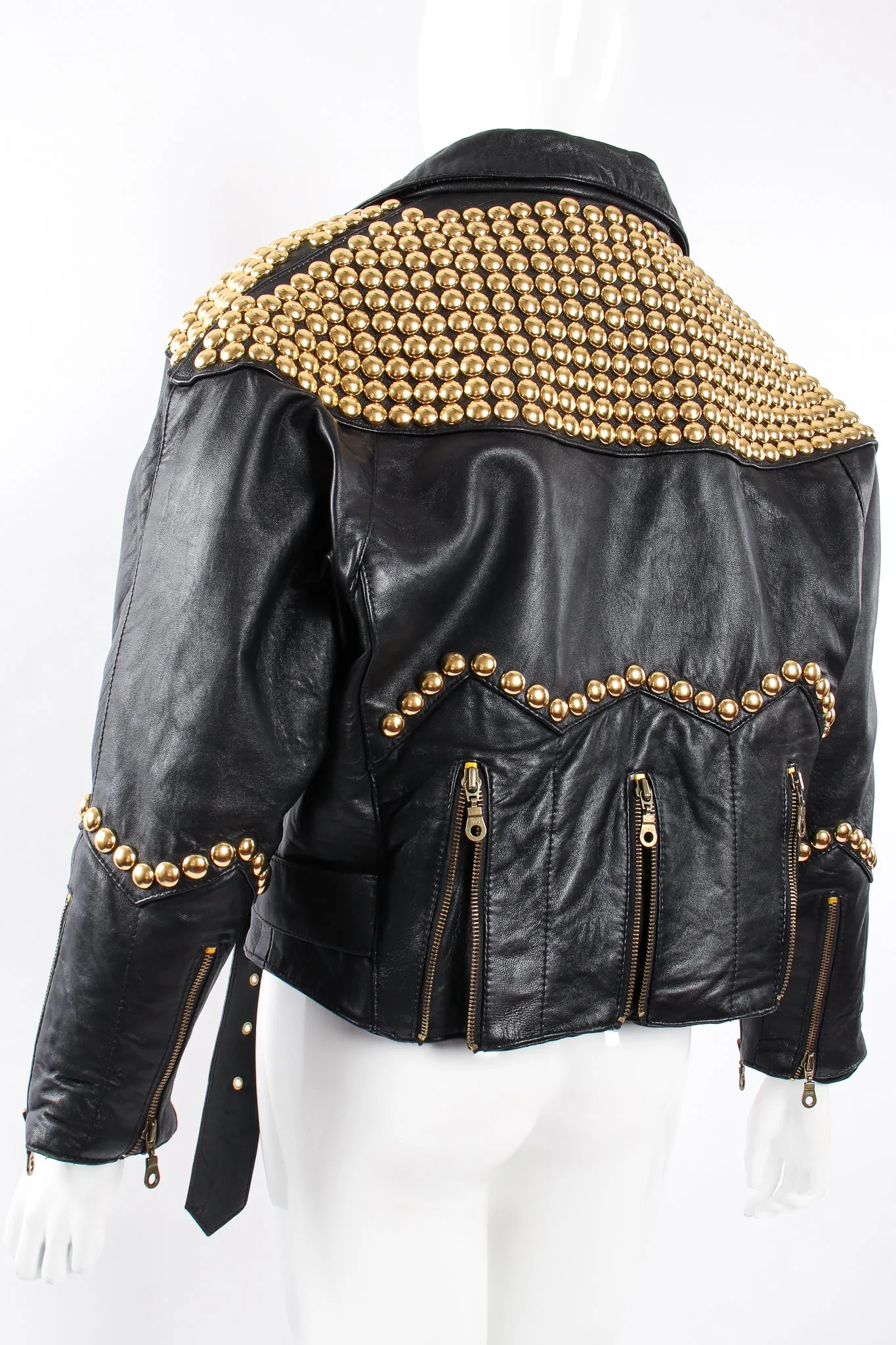 Dome Stud Leather Zipper Jacket
