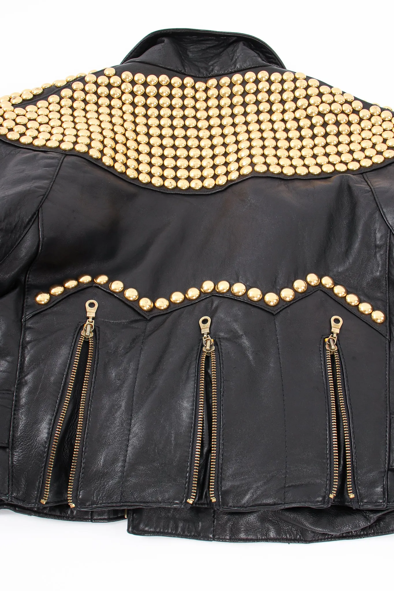 Dome Stud Leather Zipper Jacket