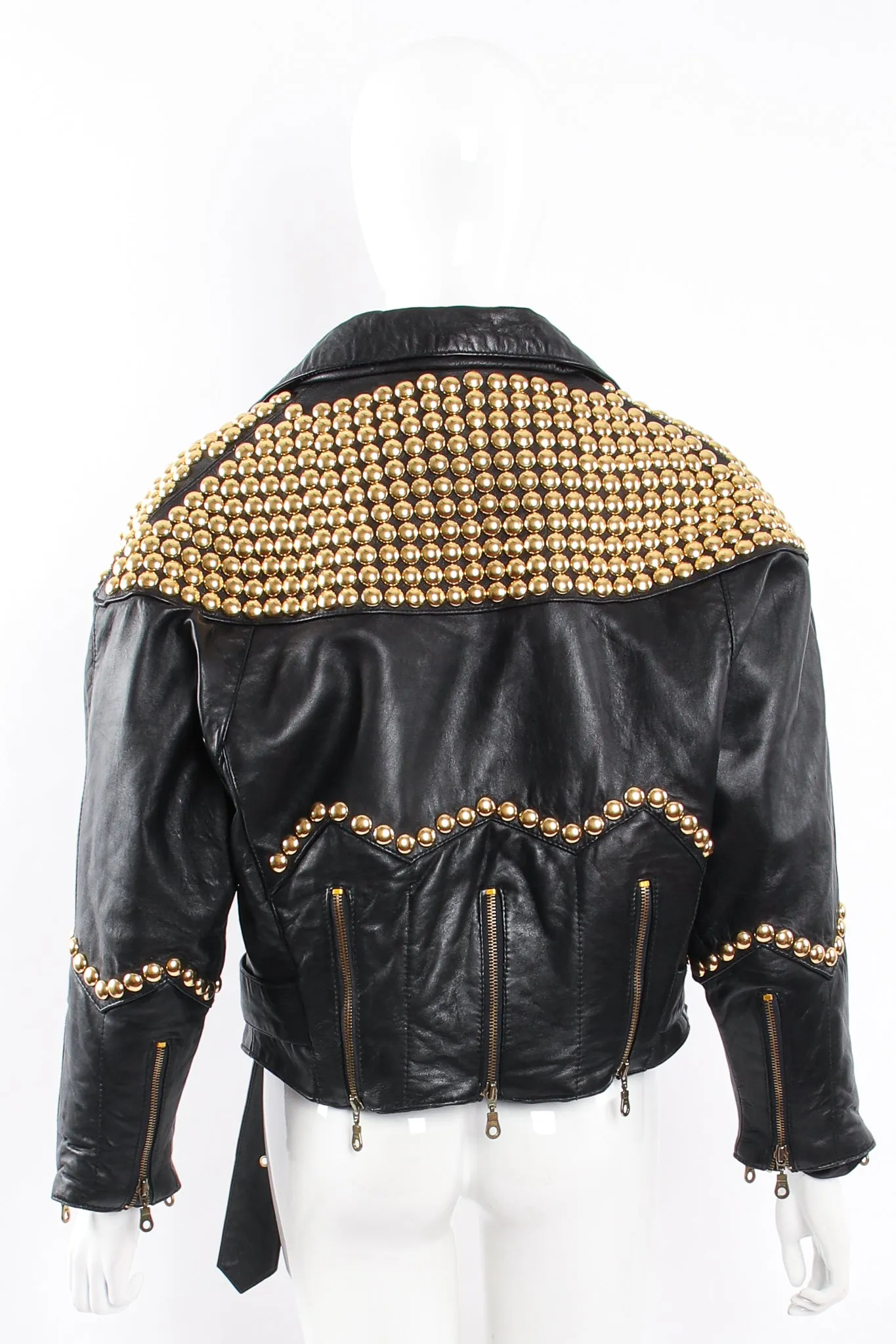 Dome Stud Leather Zipper Jacket