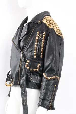 Dome Stud Leather Zipper Jacket