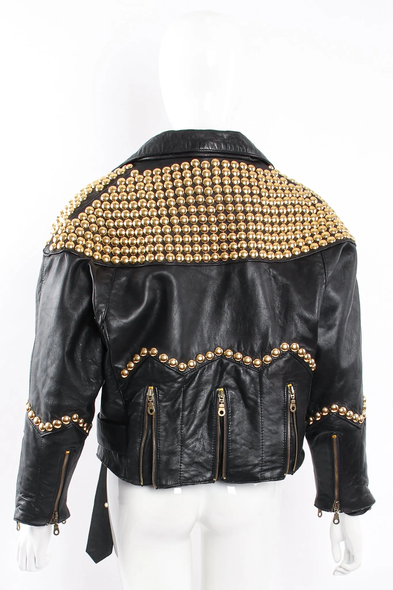 Dome Stud Leather Zipper Jacket