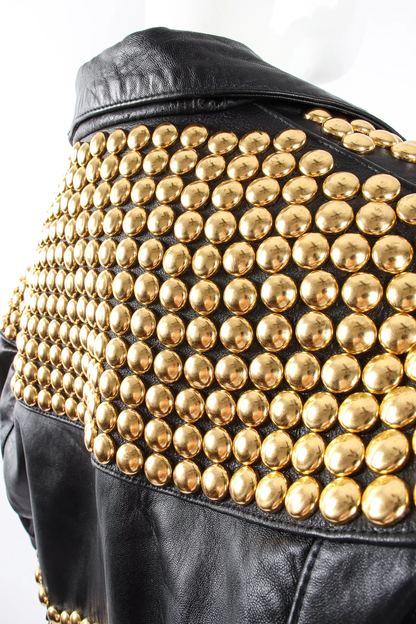 Dome Stud Leather Zipper Jacket