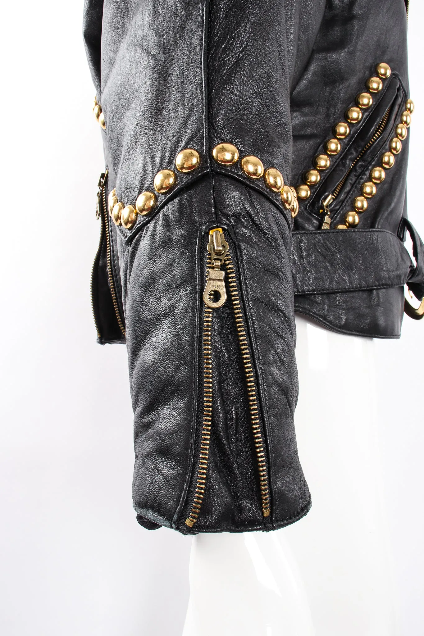 Dome Stud Leather Zipper Jacket