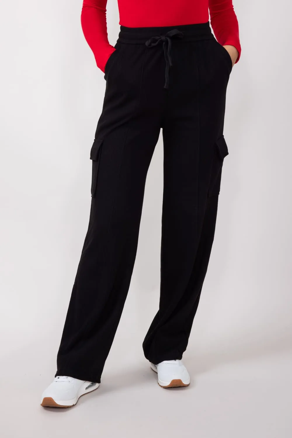 Drawstring Cargo Sweatpants for Women in Black | CARGO-TR1-BLACK