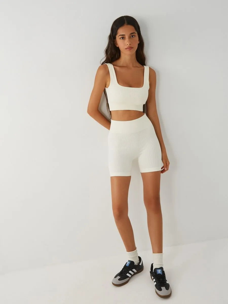 Ensemble Biker - FitBasic - Blanc - Vente Finale