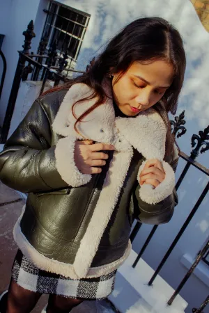 Faux Leather Fluffy Trim Biker Jacket