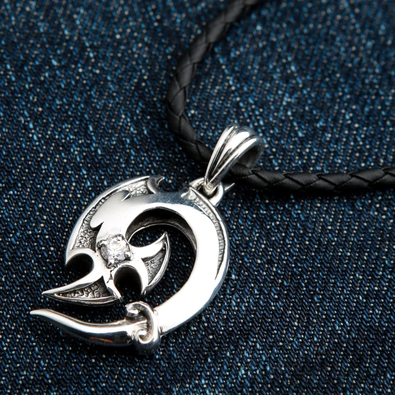 Fish Hook 925 Sterling Silver Pendant Necklace
