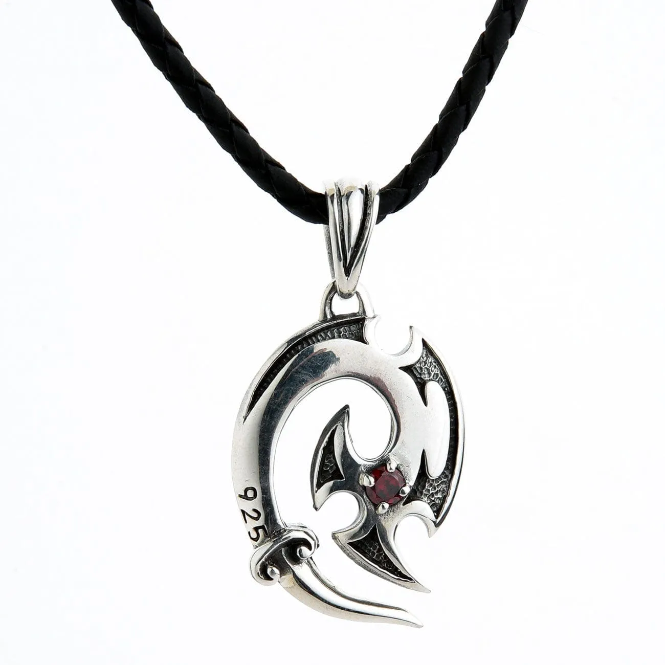 Fish Hook 925 Sterling Silver Pendant Necklace