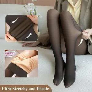 Fleece Lined Tights | Black   Nude