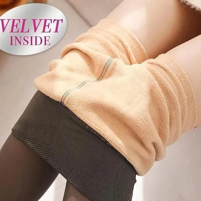 Fleece Lined Tights | Black   Nude