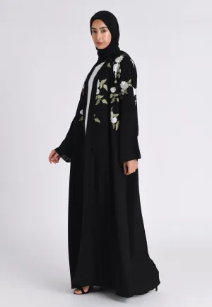 Floral Embroidered Kimono Open Abaya (Premium)