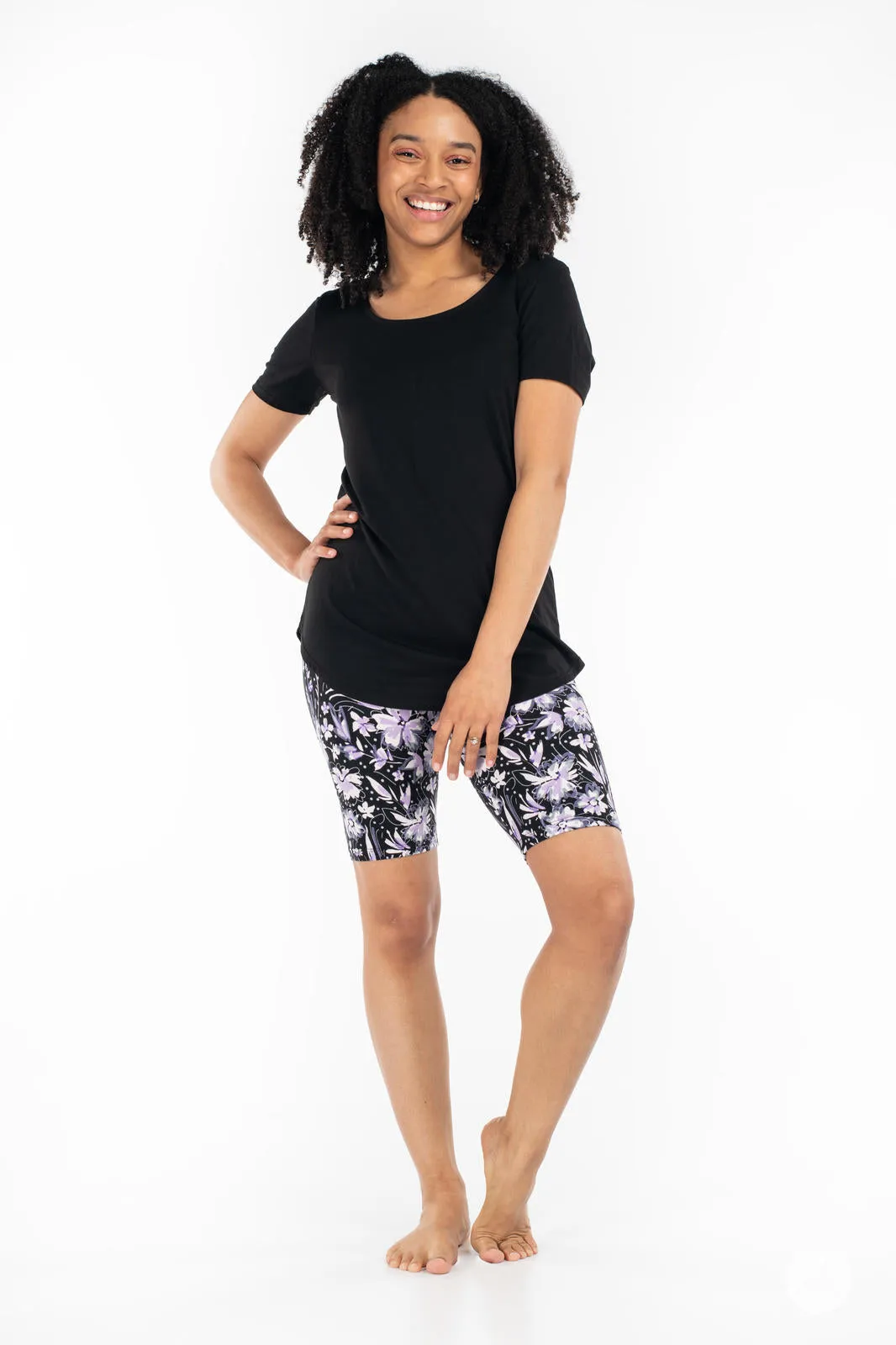Floral Noir Biker Shorts