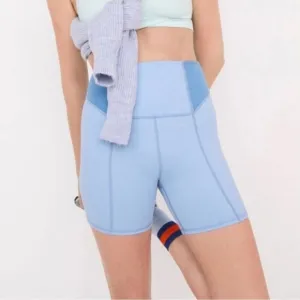 For Love &amp; Lemons Cornflower Blue Dani Color Block Biker Shorts XS NIB NWT