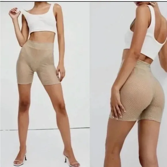 For Love &amp; Lemons Kiara Mesh Rhinestone Biker Short | NEW | XS