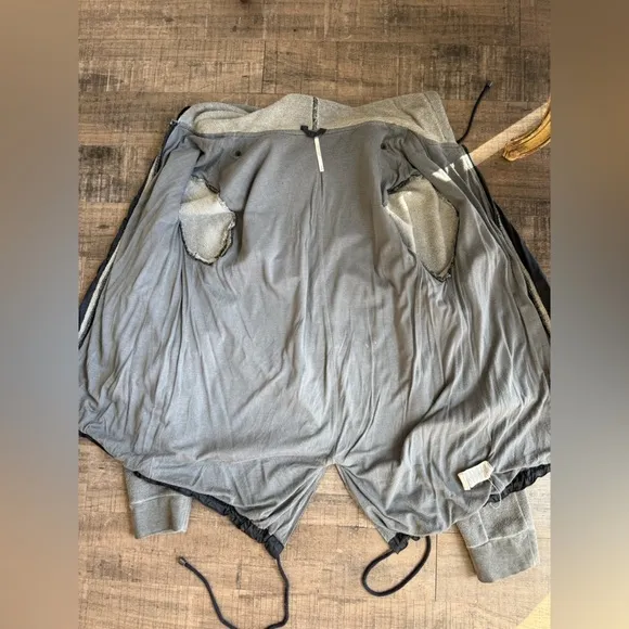 FREE PEOPLE MIXED MEDIA ZIP HOODIE WINDBREAKER JACKED BLACK GRAY MEDIUM