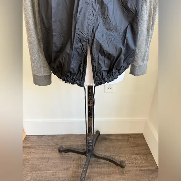 FREE PEOPLE MIXED MEDIA ZIP HOODIE WINDBREAKER JACKED BLACK GRAY MEDIUM