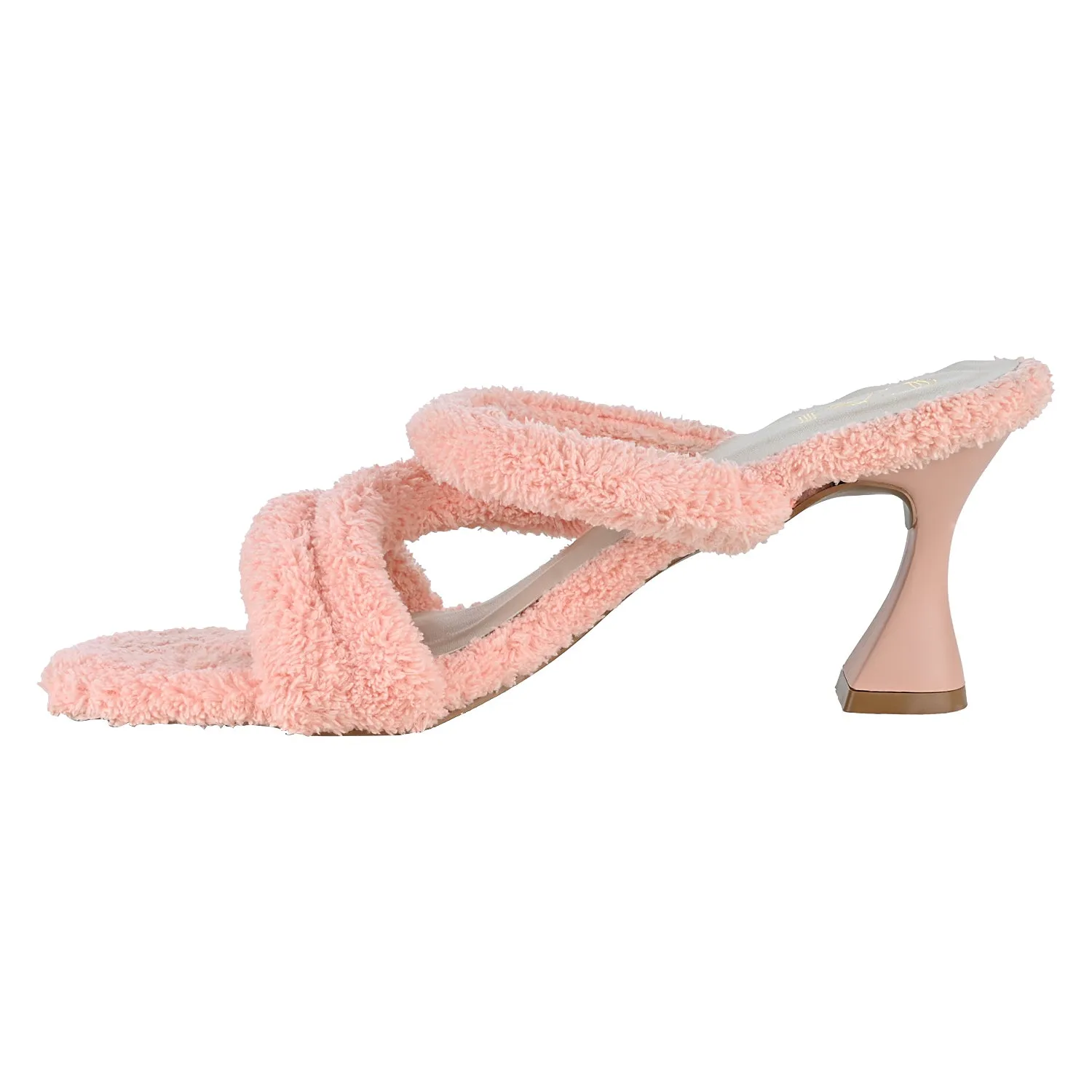 Furry Peach Heels
