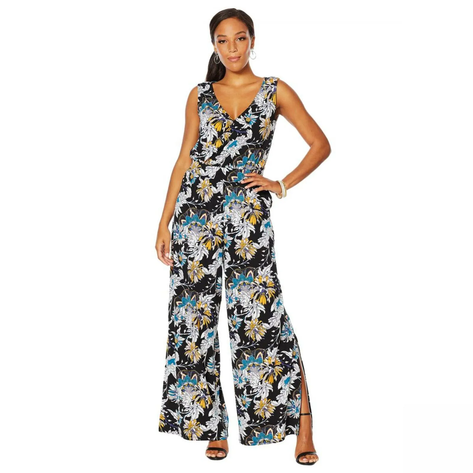G by Giuliana Women's Petite V-Neck Knit Jumpsuit